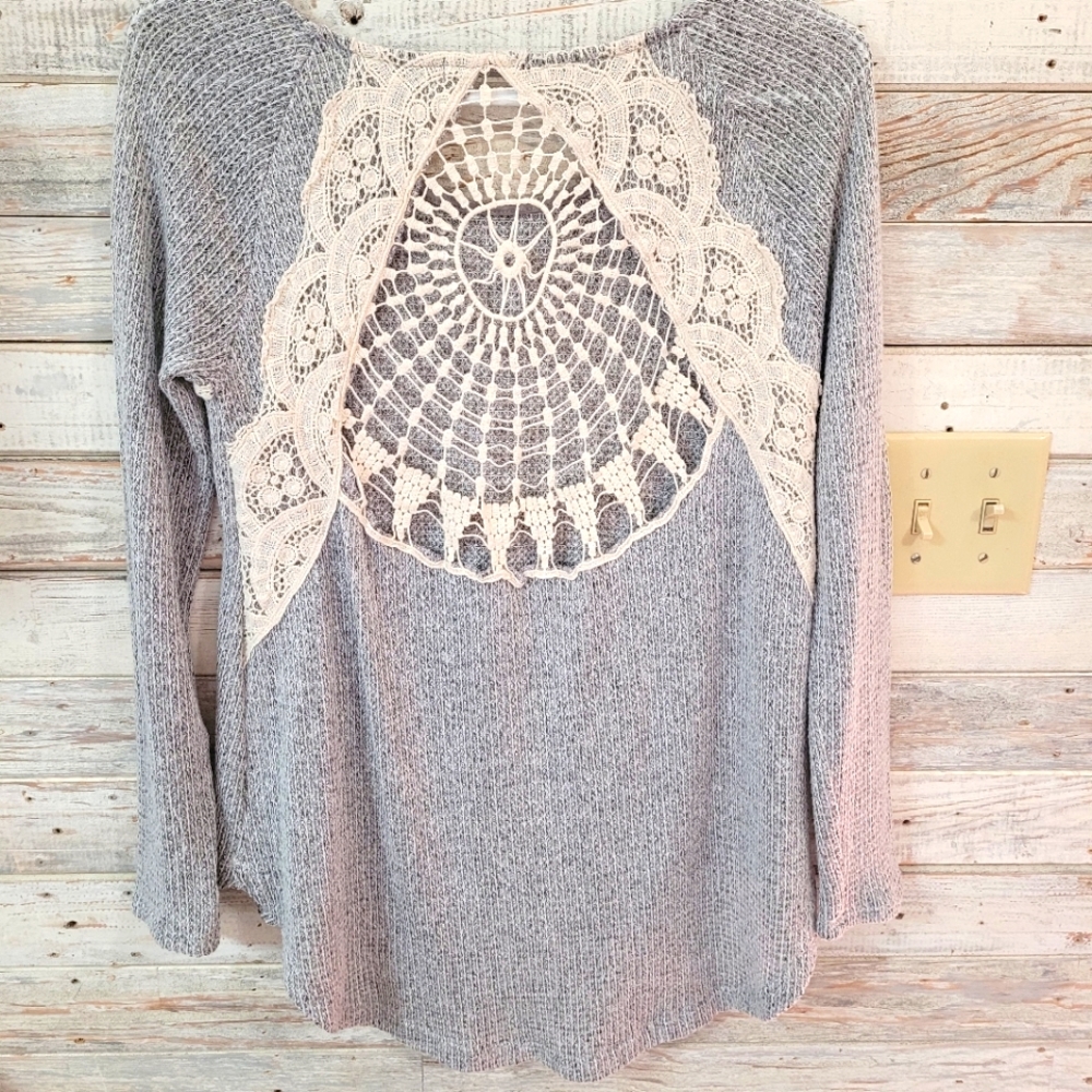 Staccato small sweater, gray with cream detail